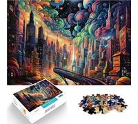 jigsaw 1000 pieces for adults Trippy City - City in Technicolor Präzisionsschnitt einzigartiges Herausforderungsspiel38x26cm