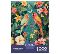 Jigsaw 1000 Pieces for Adults Tropical Birds And Hibiscus Flowers Adult Jigsaw Puzzle Relaxing Games Stress Reliever Unique Birthday And Gifts 38x26cm/1000pcs