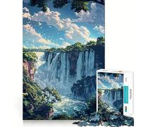 Jigsaw 1000 Pieces for Adults Tropical Waterfall Pixel Art Exact Cut Art Creative Brain Play Leisure Play Fun Birthday Game Gift (38x52cm)