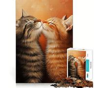 Jigsaw 1000 Pieces for Adults Two Cats Kissing Exact Cut Art Creative Brain Play Leisure Play Fun Birthday Game Gift (38x52cm)