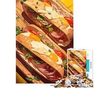 Jigsaw 1000 Pieces for Adults Two Delicious Sandwiches on Wooden Board for Educational Game Challenge Toy Family Game Difficult Challenge Gifts Ideas (size 50x75cm)