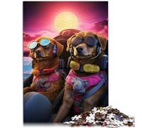 jigsaw 1000 pieces for adults Two dogs sitting near airplane for Jigsaw Puzzle 26x38cm Unique Birthday and Gifts for teenager Age 14 Up