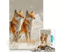 Jigsaw 1000 Pieces for Adults Two Foxes in A Snowy Landscape Neat Fit Decor Focus Building Toy Peace Game Play Birthday Decor Gift (38x52cm)