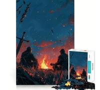 Jigsaw 1000 Pieces for Adults Two Knight Warrior Exact Cut Art Creative Brain Play Leisure Play Fun Birthday Game Gift (38x52cm)