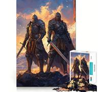 Jigsaw 1000 Pieces for Adults Two Knights at Sunset Neat Fit Decor Focus Building Toy Peace Game Play Birthday Decor Gift(38x26cm)