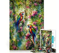 Jigsaw 1000 Pieces for Adults Two Parrots in Jungle Neat Fit Decor Focus Building Toy Peace Game Play Birthday Decor Gift(38x26cm)