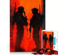 Jigsaw 1000 Pieces for Adults Two Soldiers in Red And Black Exact Cut Art Creative Brain Play Leisure Play Fun Birthday Game Gift (38x52cm)