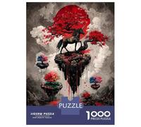 Jigsaw 1000 Pieces for Adults Unicorn on Floating Island with Red Moon Jigsaw for Adults Relax Games Difficult Hard Deal As Gifts for The Whole Family 70x50cm/1000pcs