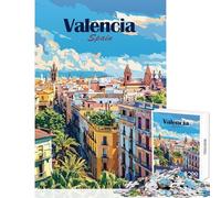 Jigsaw 1000 Pieces for Adults Valencia Cityscape Educational Game Precision Cutting Anti-Stress Toys Birthday Present, Gifts, (38x26cm)