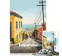 Jigsaw 1000 Pieces for Adults Valparaiso, Chile Street View Neat Fit Decor Focus Building Toy Peace Game Play Birthday Decor Gift(38x26cm)