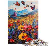 Jigsaw 1000 Pieces for Adults Vibrant Butterflies in A Floral Paradise Educational Games A Work of Art Toy Wall Decor Enhance Love between Couples Size 38x26cm
