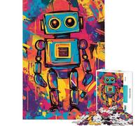 Jigsaw 1000 Pieces for Adults Vibrant Robot Art Jigsaw Puzzles for Teenagers Staycation Kill Time Wishlist with Santa Claus Unique Birthday And Gifts (Size 38x26cm)