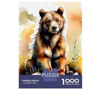 Jigsaw 1000 Pieces for Adults Watercolor Brown Bear Jigsaw for Adults Relax Games Difficult Hard Deal As Gifts for The Whole Family 70x50cm/1000pcs