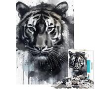 Jigsaw 1000 Pieces for Adults Watercolor Painted Tiger for Educational Game Challenge Toy Brain Teaser Game Birthday Present Birthday Gifts (Size 38x52cm)