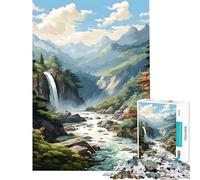 Jigsaw 1000 Pieces for Adults WaterFall Landscapes Paint Difficult And Challenge For Family Fun Fun Games for And 14 Years And over (38X52cm)