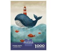Jigsaw 1000 Pieces for Adults Whale with Lighthouse Jigsaw for Adults Relax Games Difficult Hard Deal As Gifts for The Whole Family 38x26cm/1000pcs
