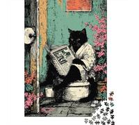Jigsaw 1000 Pieces for Adults Whimsical Cat with Newspaper Adult Jigsaw Puzzle Family Games Analysis And Logic Deal As Gifts for The Whole Family 38x26cm/1000pcs