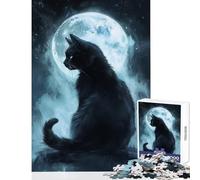Jigsaw 1000 Pieces for Adults Whisper of The Moonlit Cat Hands-on Game Analysis And Logic Anti-Stress Toys Enhance Love between Couples (38x52cm)