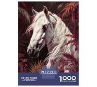 Jigsaw 1000 Pieces for Adults White Arabian Horse Adult Jigsaw Brain Teaser Game Staycation Kill Time Help The Brain Exercise 38x26cm/1000pcs