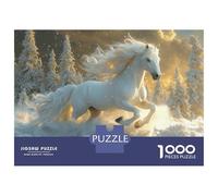 Jigsaw 1000 Pieces for Adults White Arabian Horse Adult Jigsaw Brain Teaser Game Staycation Kill Time Help The Brain Exercise 52x38cm/1000pcs