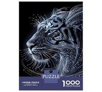 Jigsaw 1000 Pieces for Adults White Tiger in Lights Adult Jigsaw Brain Teaser Game Staycation Kill Time Help The Brain Exercise 38x26cm/1000pcs