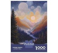 Jigsaw 1000 Pieces for Adults Winter Mountain Valley in Pointillist Style Jigsaw for Adults Relax Games Difficult Hard Deal As Gifts for The Whole Family 70x50cm/1000pcs
