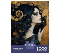 Jigsaw 1000 Pieces for Adults Witch And Whimsical Cat Adult Jigsaw Brain Teaser Game Staycation Kill Time Help The Brain Exercise 52x38cm/1000pcs