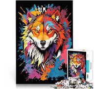 jigsaw 1000 pieces for adults Wolf Head Graffiti Style Pädagogisches Familienspiel Verbessern Sie das Gedächtnis52x38cm