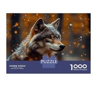 Jigsaw 1000 Pieces for Adults Wolf in Winter Snowfall Portrait Adult Jigsaw Brain Teaser Game Staycation Kill Time Help The Brain Exercise 38x26cm/1000pcs