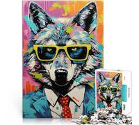 jigsaw 1000 pieces for adults Wolf Popart Portrait Pädagogisches Spielzeug zum Stressabbau Geburtstagsgeschenk52x38cm
