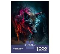 Jigsaw 1000 Pieces for Adults Wolf Water Neon Smoke Art Jigsaw for Adults Relax Games Difficult Hard Deal As Gifts for The Whole Family 52x38cm/1000pcs