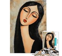 Jigsaw 1000 Pieces for Adults Woman with Closed Eyes Painting Educational Challenge Pattern Assembly Toy Wall Decor Suitable for People Aged 14 And Above (38x52cm)
