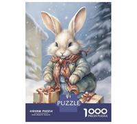 Jigsaw 1000 Pieces for Adults Xmas Rabbit for Kids Adult Jigsaw Brain Teaser Game Staycation Kill Time Help The Brain Exercise 70x50cm/1000pcs