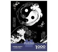 Jigsaw 1000 Pieces for Adults Yin And Yang Axolotl Wave Adult Jigsaw Brain Teaser Game Staycation Kill Time Help The Brain Exercise 38x26cm/1000pcs