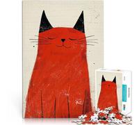 jigsaw 1000 pieces for adults Zen Red Cat Spielspielzeug als Familiengeschenk Wanddekoration Einzigartige Geburtstags- und Weihnachtsgeschenke38x26cm