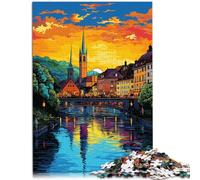 jigsaw 1000 pieces for adults Zurich Old Town Educational Game Challenge Toy 26x38cm deal as gifts for the whole family