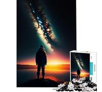 Jigsaw 1000 Pieces for Teenagers A Man Alone on A Star Plan Quiet Art Assemble Play Sturdy Thick Rigid Pieces Joyful Pastime for Family Evenings (Size 38x26cm)