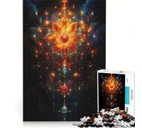 Jigsaw 1000 Pieces for Teenagers Abstract Floral Mandala with Cosmic Elements, Educational Games, Hand Speed Race, Artists' Collection, Fine Arts 38x52cm