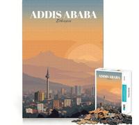 Jigsaw 1000 Pieces for Teenagers Addis Ababa Ethiopia Cityscape Art Clean Edge Game Thinking Game Play Slow Play Fun Birthday Activity (38x26cm)