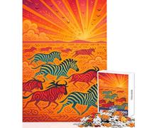 Jigsaw 1000 Pieces for Teenagers African Animals Migration at Sunset Toy Wall Decor Great Gift for Games Relax Games Difficult And Challenge (Size 50x75cm)