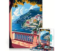 Jigsaw 1000 Pieces for Teenagers Amalfi Italy Mediterranean Coastline View Clean Edge Game Thinking Game Play Slow Play Fun Birthday Activity (50x75cm)