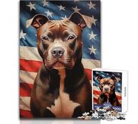 Jigsaw 1000 Pieces for Teenagers American Pit Bull Terrier Brainteaser Family Games Hand Speed Race Educational Toy Size 38x26cm