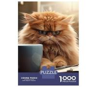 Jigsaw 1000 Pieces for Teenagers Angry Cat Drinking Coffee Puzzle for Adults Toy Wall Decor But Fun And Humorous Unique Gifts for Birthday And Christmas 70x50cm/1000pcs