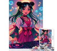 Jigsaw 1000 Pieces for Teenagers Anime DJ Girl with Music Notes 1000 Piece Jigsaws Relaxing Games Gifts for Women Men Presents for Women (38x26cm)