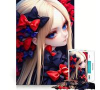 Jigsaw 1000 Pieces for Teenagers Anime Girl with Red Bows Gaming Precise Cut Art, Brain Exercise Toy, Relax Play Time, Birthday Fun Play (50x75cm)