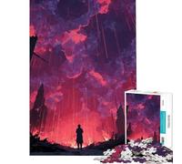 Jigsaw 1000 Pieces for Teenagers Apocalyptic Cityscape with Figure Challenging To Complete Hand Speed Race Relaxing Games for Ages 14 And over (38x52cm)