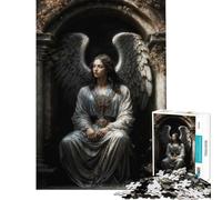 Jigsaw 1000 Pieces for Teenagers Archangel Azrael in Stone Archway Challenging To Complete Perfect Decoration Anti-Stress Toys for And from 14 Years And over (50X75CM)