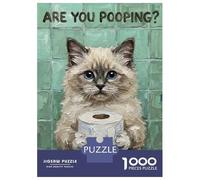 Jigsaw 1000 Pieces for Teenagers Are You Pooping Cat Art Jigsaw for Adults Hands-on Game Difficult Challenge Difficult And Challenge 38x26cm/1000pcs