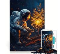 Jigsaw 1000 Pieces for Teenagers Astronaut And Glowing Tree in Space Clean Edge Game Thinking Game Play Slow Play Fun Birthday Activity (38x52cm)