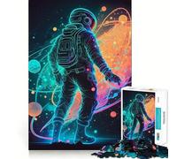 Jigsaw 1000 Pieces for Teenagers Astronaut Colorful Space Clean Edge Game Thinking Game Play Slow Play Fun Birthday Activity (38x26cm)